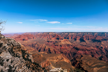 Fototapeta na wymiar View over the south and north rim part in grand canyon from the helicopter, USA