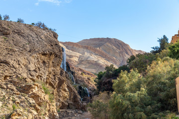 Fototapeta na wymiar Hammamat Ma'in hot springs, Jordan. Hot springs are located in the mountains near the Dead sea