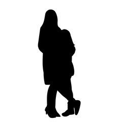 vector, isolated, black silhouette parents and children