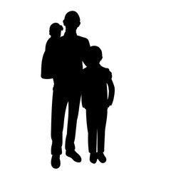 isolated, black silhouette parents and children, families