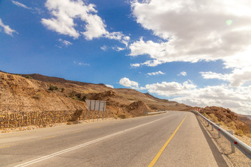 The road in the mountains to the Dead sea. Jordan.