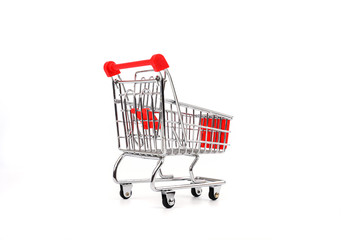 Shopping trolley or cart isolated on white background.