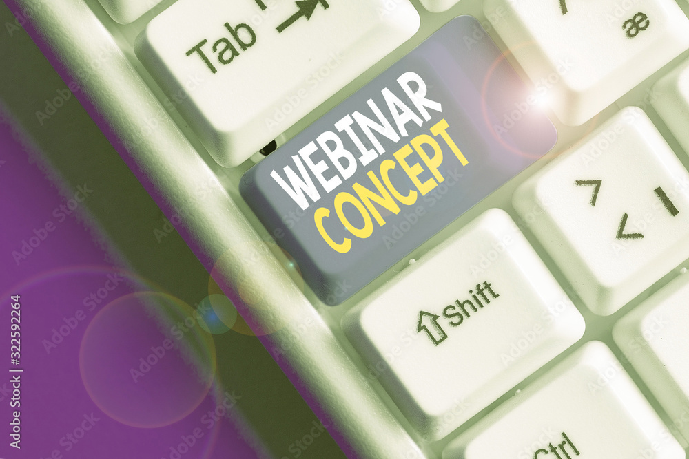 Poster conceptual hand writing showing webinar concept. concept meaning workshop or seminar that is transmi