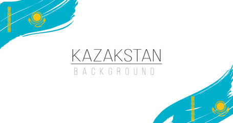 Kazakstan flag brush style background with stripes. Stock vector illustration isolated on white background.