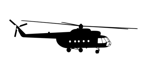 Vector illustration the silhouette of the helicopter.