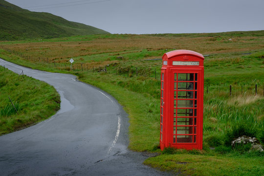Red telephone box Isle of Skye Highlands Scotland
