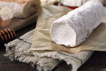 French soft goat cheese, honey and bread