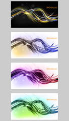Abstract set light backgrounds. Cool vector frame with glowing saturated  fibers.