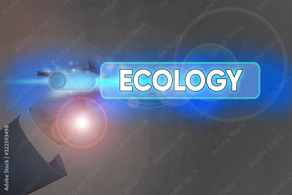 Poster conceptual hand writing showing ecology. concept meaning branch of science relation organisms enviro