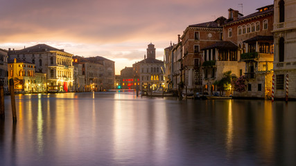 Fototapeta na wymiar Sunset from the Accademia bridge in Venice, Italy
