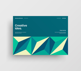Creative business presentation vector A4 horizontal orientation front page mock up. Modern corporate report cover abstract geometric illustration design layout. Company identity brochure template.