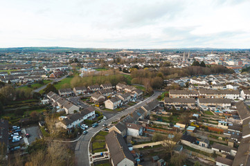 drone view on irish city