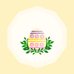 This is vector Easter egg on yellow background. Cute cartoon illustration.