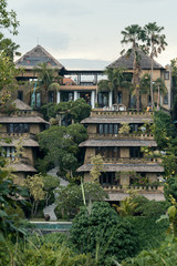 Fototapeta na wymiar Buildings near beautiful jungle landscape in Ubud, Bali