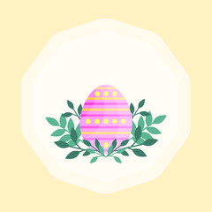 This is vector Easter egg on yellow background. Cute cartoon illustration.
