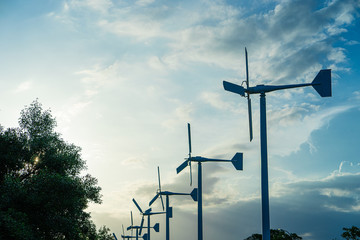 wind turbine on blue sky