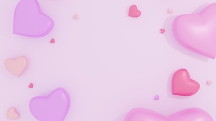 3D render of colorful heart on pink background for valentine' day, love post card or anniversary.