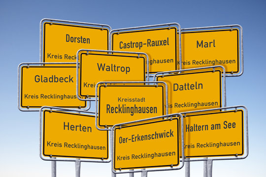Ortstafel, St&auml;dte des Kreises Recklinghausen, Gruppenbild