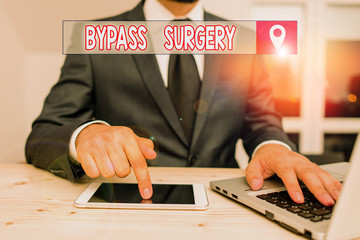 Text sign showing Bypass Surgery. Business photo showcasing type of surgery that improves blood...