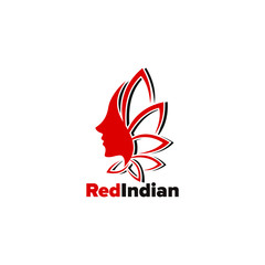 red indian face logo design  template, modern