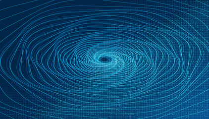 Digital Teleport Warp Spiral Technology on Blue Background,Network Concept design,Vector illustration.