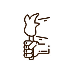 hand holding a torch icon, line design