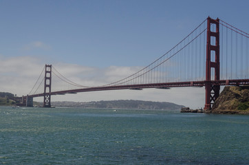 Fototapeta na wymiar San Francisco, USA, June 27th: Golden Gate Bridge in a sunny day
