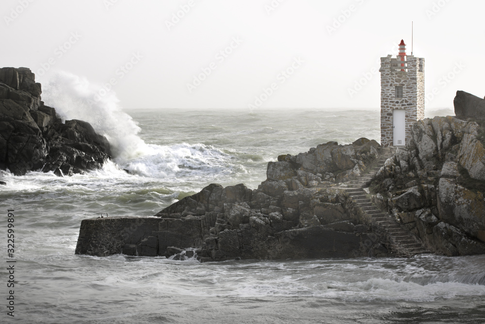 Wall mural wave crashs at port entrance