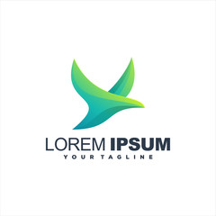 awesome bird gradient logo design