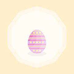 This is Easter egg on yellow background. Cute cartoon illustration.