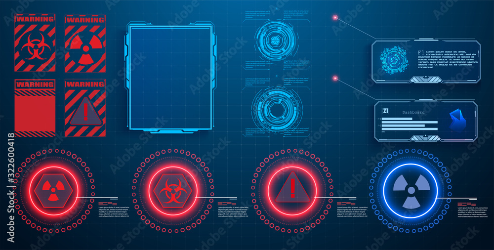 Fototapete hud, ui, gui futuristic user interface screen elements set. high tech screen for video game. sci-fi 