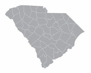 Fototapeta na wymiar The South Carolina isolated map and its counties