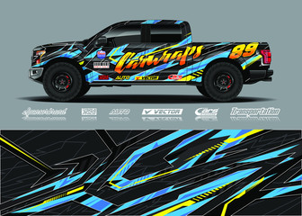 Truck wrap design vector illustration. Modern sport graphics. Abstract stripe racing and grunge background for wrap all vehicle, race car, rally, adventure vehicle and car livery.