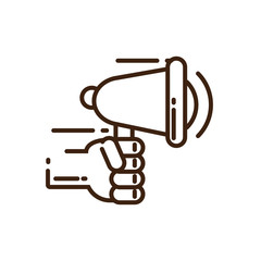 hand holding a megaphone icon, line style