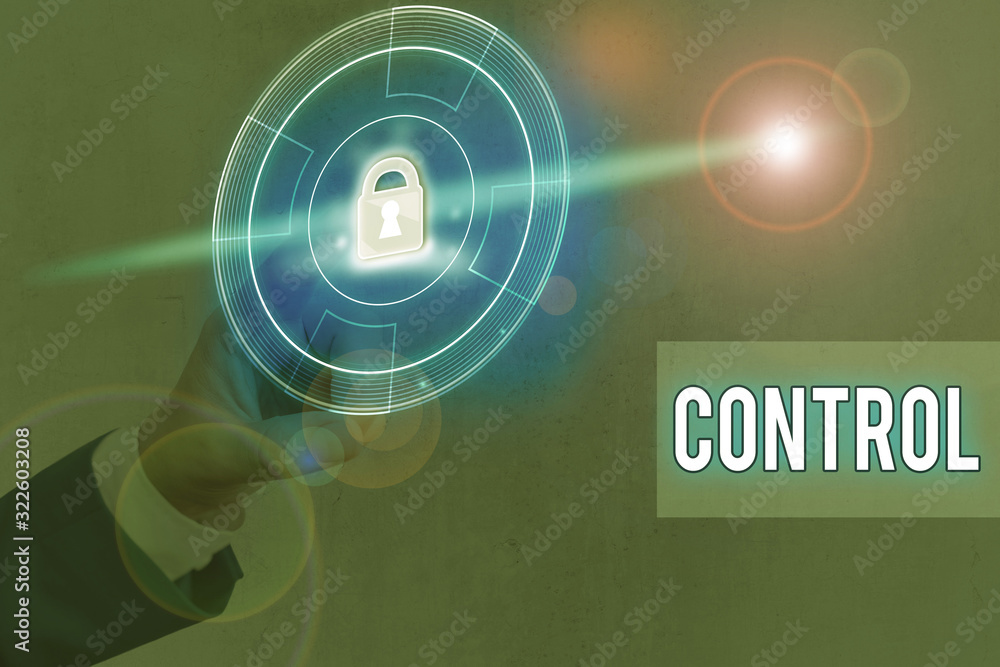 Poster handwriting text writing control. conceptual photo power to influence direct behavior actions course