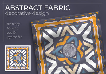 Abstract Fabric Decorative Design with Realistic Mock up for Printing Production. Hijab , Scarf , Pillow , etc.