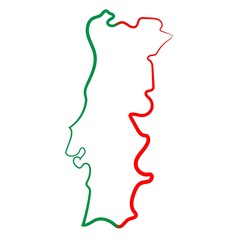Portugal coloring the contour map. Vector background. Outline