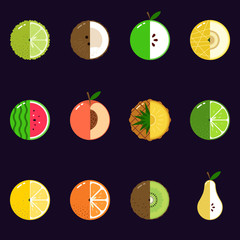 Fruits equally oriented seamless vector pattern isolated