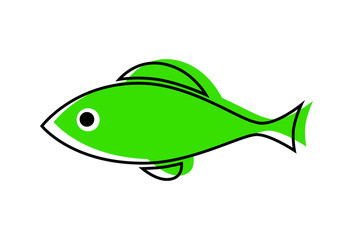 Green fish vector icon on white background