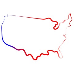 USA coloring the contour map. Vector background. Outline