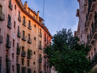 Typical building facade of Madrid, Spain