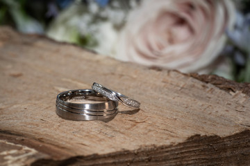 Wedding rings and flowers