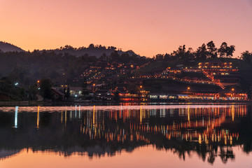 Sunset view with resort in BAN RAK THAI in twilight times