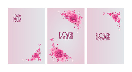 Set of Spring Festive flowers design, decorations, paper cut style banner with flower, butterfly. Background for 8 March, International Women's Day, Happy Mother's Day, Happy Easter day