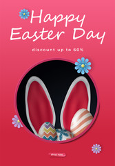 Easter Day Sale for Social Media Banner Cover with Egg Ornament