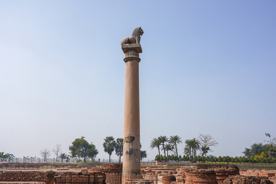 Ashoka Pillar with Lion Head in Vaishali, India