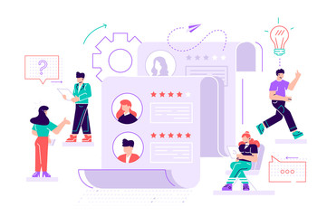 Man and woman office workers standing