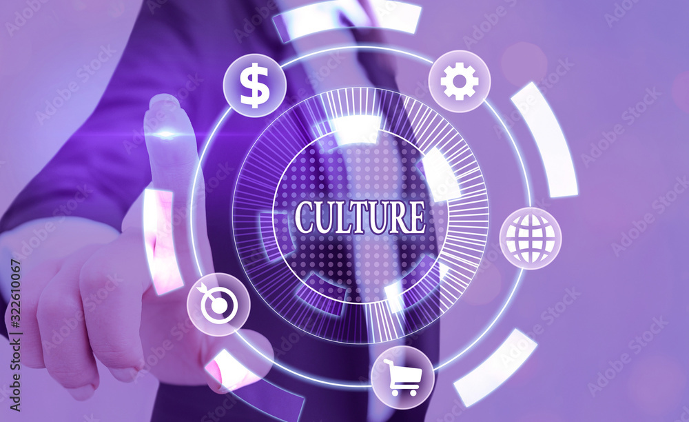Aufkleber writing note showing culture. business concept for characteristics and knowledge of a particular gro