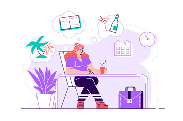 Woman is relaxing and dreaming 