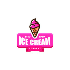 ice cream logo icon in trendy cartoon line style 